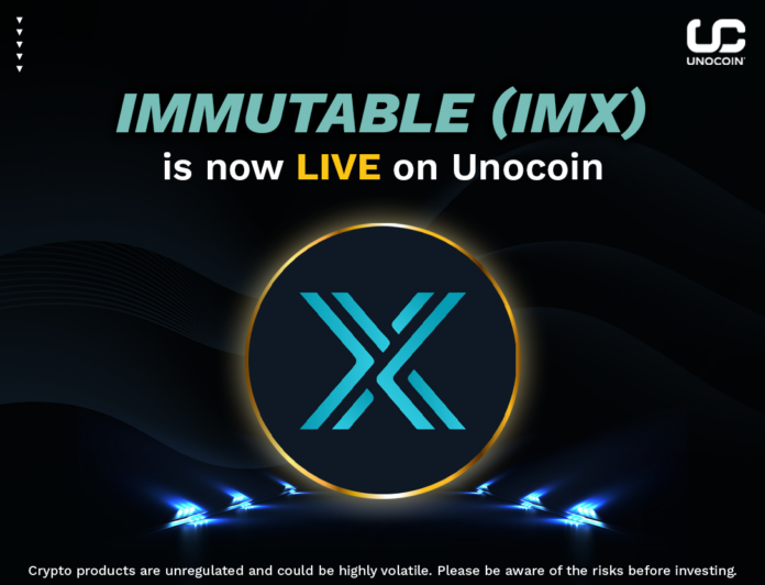 Immutable X is now listed on unocoin