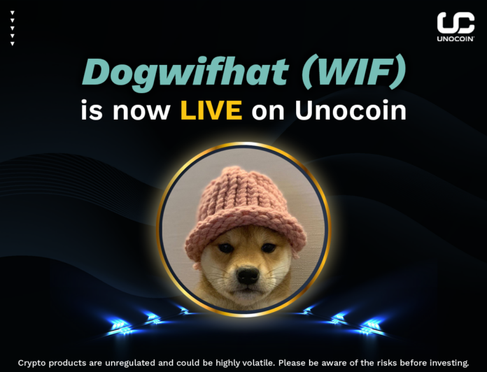 dogwif hat listed in unocoin
