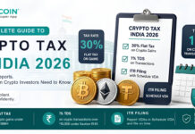 Crypto Tax in India 2026 The Complete Guide to 30% Tax, 1% TDS & ITR Filing Complete guide to crypto tax in India 2026 — showing 30% flat tax rate on cryptocurrency gains, 1% TDS rules, and ITR filing requirements for Indian crypto investors on Unocoin
