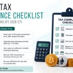 Checklist of crypto tax compliance tips for Indian investors in 2026  including maintaining transaction records using crypto tax software and filing ITR on time with Schedule VDA